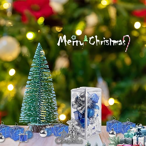 LOVEINUSA 32PCS Christmas Ball Ornaments, Christmas Tree Ornaments Glitter Christmas Decorations Tree Balls for Christmas Xmas Tree (Dark Blue & Silver)