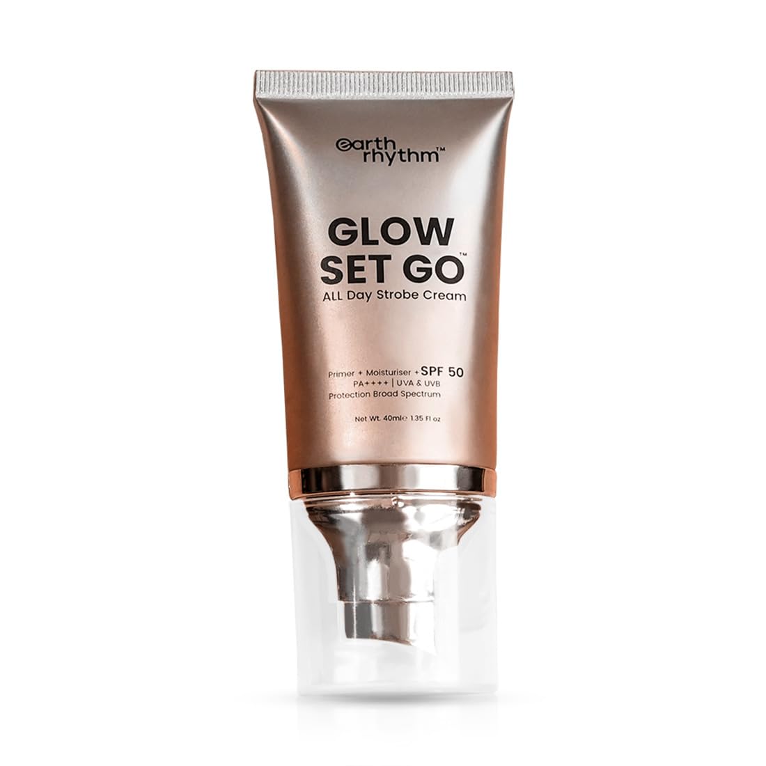 Earth Rhythm Glow Set Go Multipurpose Strobe Cream Spf 50 PA++++ | Used As Moisturizer, Primer, Highlighter | Cocoa Butter, Vitamin E, Willow Bark Extract - Bronze Age - 40ml