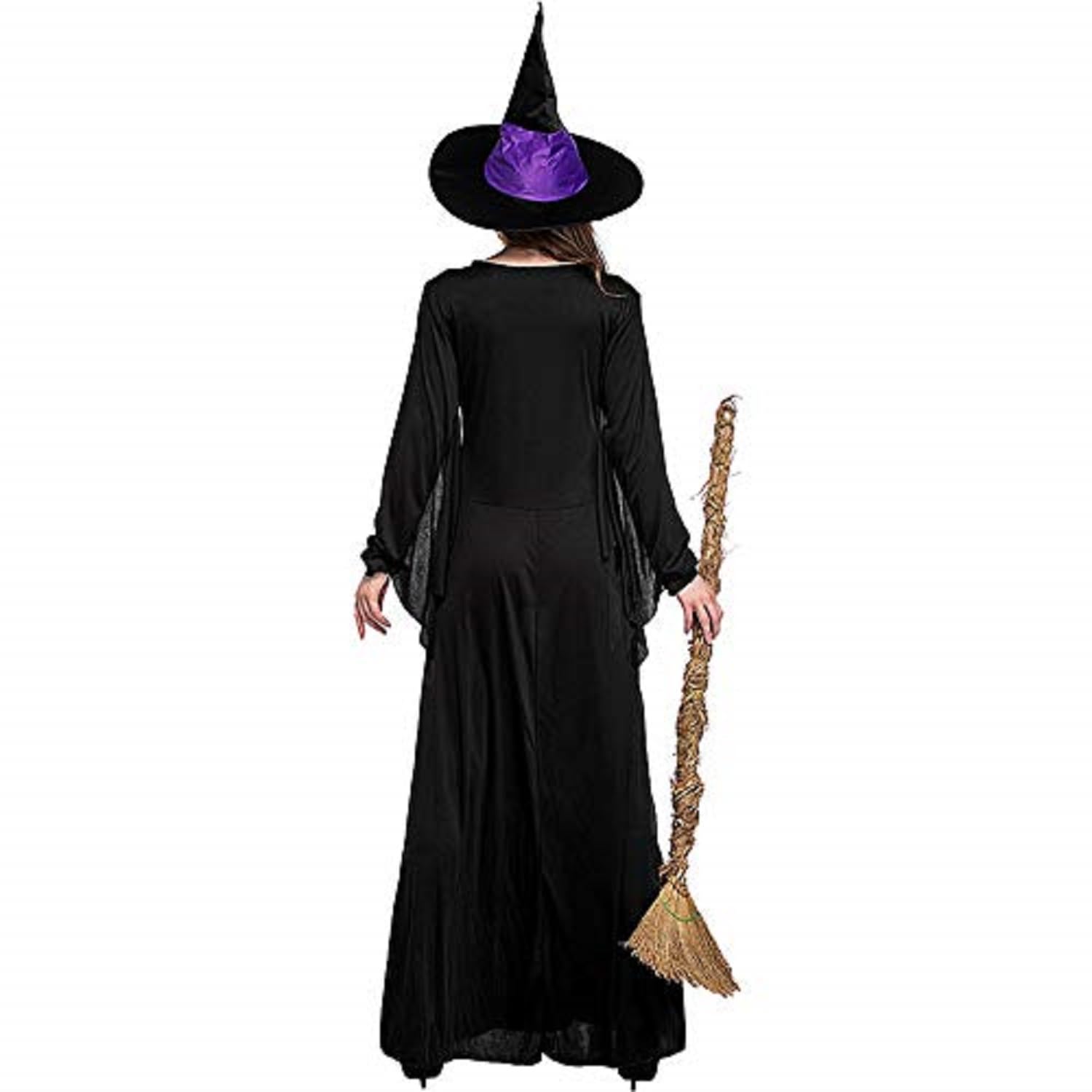 Colorful House Women Wicked Witch Costume, Purple Long Sorceress Classic Dress