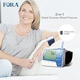 FORA D10 2-in-1 Blood Glucose and Wrist Blood Pressure Monitor, Test Strips and Lancing Sold Separately, with Talking Functions, for Diabetes and Hypertension Monitoring