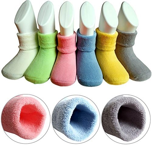 Baby Anti Slip Socks, Toddler Terry Turn Cuff Thick Warm Cotton Socks(6 Pairs ) (1-3 years)
