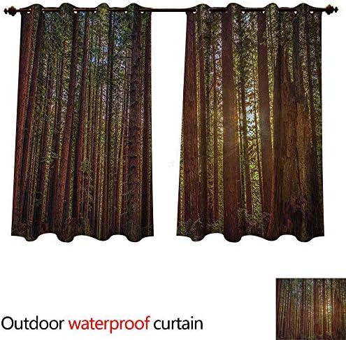 Anshesix Forest Home Patio Outdoor Curtain Redwood Forest in California USA Nature Outdoors Landscape Woods Park W72 x L63(183cm x 160cm)