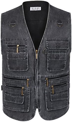Eidlvais Men's Multi-Pockets Vest For Outdoors Travels Sports Black Size M