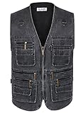 Eidlvais Men's Multi-Pockets Denim Vest For Outdoors Travels Sports