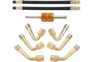 9 Pcs Flexible Extension Tire Valve Adaptor with 45/90/135 Degree Tire Valve Stem Extension for Most Car Truck Motorhome Trai