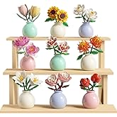 9 Flowers 850Pcs Mini Building Blocks Set for Adults – Botanical Flower Model Kit with Roses – Micro Toy Building Bricks Set 