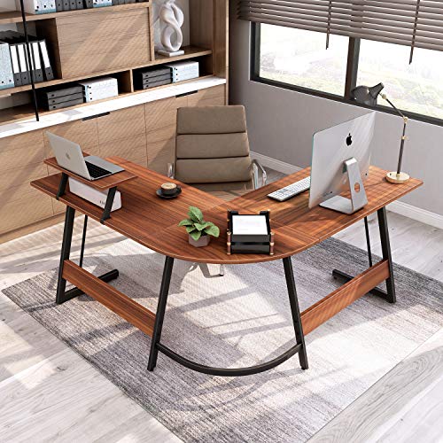 Cubiker L Shaped Desk, Computer Corner Desk, Gaming Desk with Monitor Stand, Home Office Study
