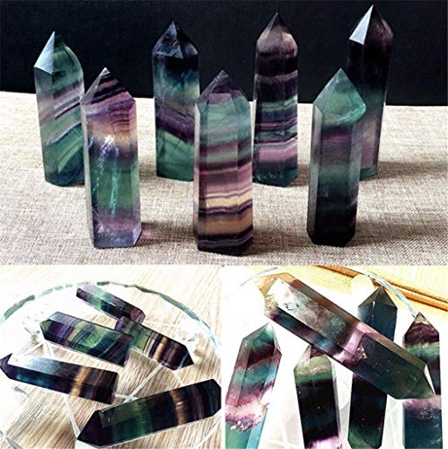 GETDATE Lot Natural Fluorite Quartz Crystal Stone Healing Amethyst Hexagonal Wand Point - Home & Garden, Home Decor, Fluorite Crystal Bar - Thumbnail 4