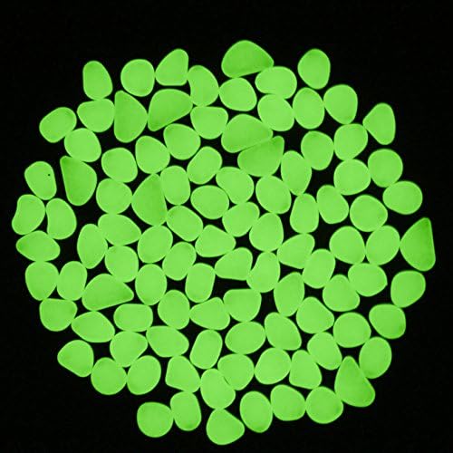 100 Pcs Glow in the Dark Garden Pebbles for Walkway Yard Luminous Cobblestones Pebbles Stones Christmas Decorations (Green)