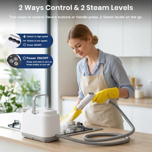 Portable Steam Cleaner 1500W 4 Bar High Pressure Steam Cleaner, Instant Heating 10S, 2L Tank, Cable 4.7 m, Steam Cleaner Hand Steam Cleaner for Kitchen, Car, Floor