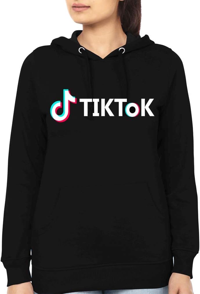 EKTARFA Women's Cotton TIK Tok Logo Hoodie DTG Print TIK Tok Logo Sweatshirt