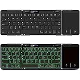 JOMAA Foldable Bluetooth Keyboard with Trackpad, RGB Backlight, Portable,Full-Size Rechargeable Travel Keyboard with Lockable Fold for iPad/iPhone/Smartphone/Tablet/PC/Laptop (with touchpad)