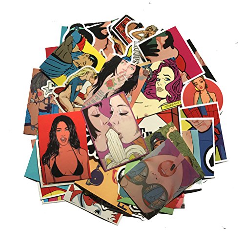 Sexy Stickers Decals Vinyl Art Work Vintage Retro Stickers For Bumper Guitar Decals Phone Case Luggage Skateboard (52pcs Sexy Stickers)