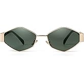 SDINM Trendy Hexagon Sunglasses for Women Retro Gold Metal Geometric Frame Sun Glasses Shades