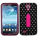 Dual Layer Plastic Silicone Black On Hot Pink Spot Diamonds Hard Cover Snap on Case W/ Kickstand For Samsung Galaxy Mega 6.3 i527 (StopAndAccessorize)