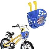 Mini-Factory Kid’s Bike Basket, Cute Cartoon Pattern Bicycle Handlebar Basket for Boy (Blue)