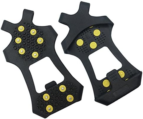 Ice Grips, Traction Cleats Ice Cleat Snow Grippers Non-slip Over Shoe/Boot Rubber Spikes Crampons Anti Easy Slip Outdoor Durbale 10 Steel Studs Crampons Slip-on Stretch Footwear