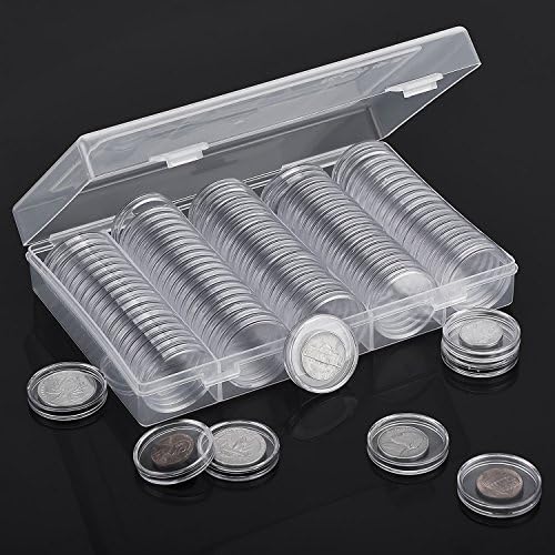 Hicarer 30 mm Coin Capsules Round Plastic Coin Holder Case with Storage Organizer Box for Coin
