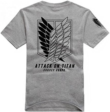 Attack on Titan Shingeki No Kyojin Short Sleeves Tee T-Shirt (M, Grey)