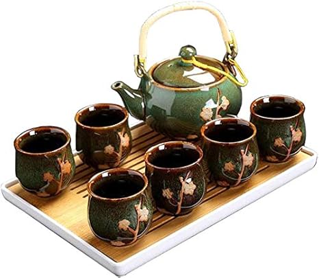 Amazon Co Jp 茶器セット 急須 湯呑み 茶托 8点セット 磁器茶具 ティーポット カップ 土瓶 茶こし付 茶碗 陶磁 茶器揃 おしゃれ 和風 贈り物 プレゼント グリーン ホーム キッチン