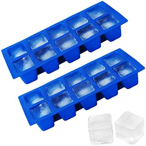 Evelots Set Of 2 Large Silicone Ice Cube Trays, Keep Your Drink Chilled, Blue