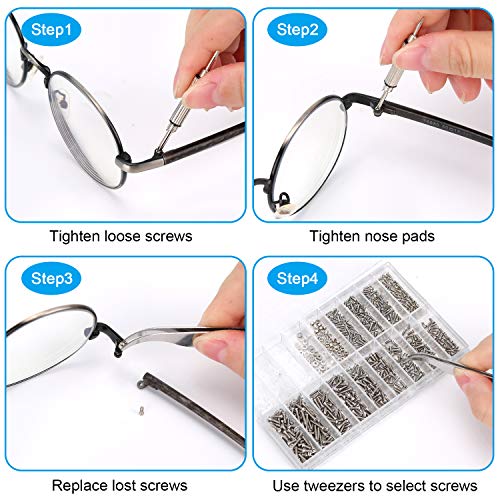 Eyeglass Repair Kit，Sunglasses Repair Kit with 1100pcs Eyeglass Screws