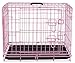 Internet's Best Wire Dog Crate for Dogs - Double Door Metal Steel Crate, Indoor Folding & Collapsible Cage, Secure & Durable, Portable Travel Kennel, Ideal for Home Use - Pink, 24 Inches