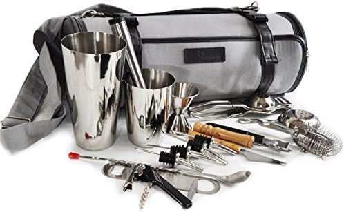 Bartender Roll by Metier Life - 18-Piece Barware Tool Set for Travelling Mixologists (Components Only, Roll NOT included)