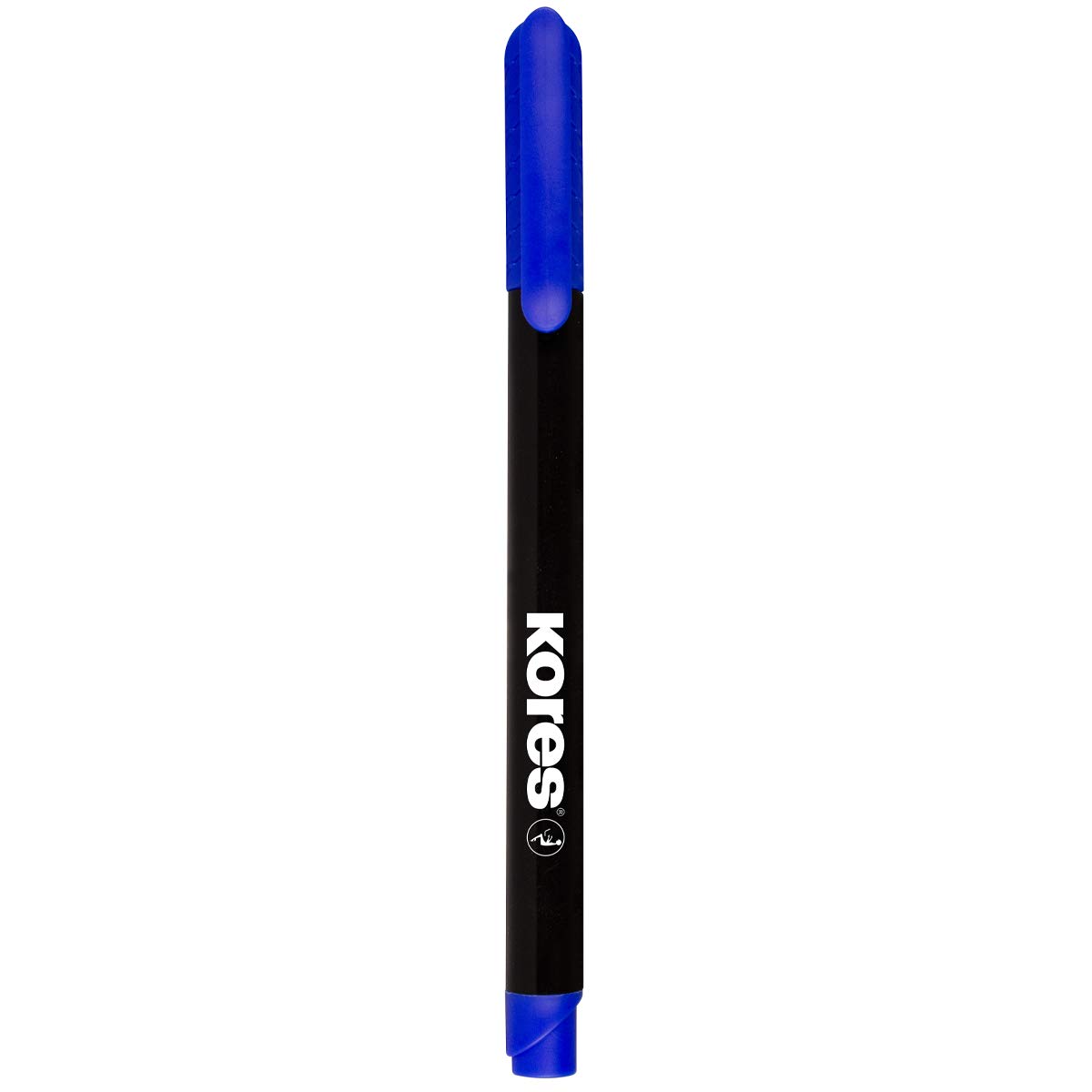 Kores - Blue Permanent Marker Pens - K-Marker P1, Fine Fibre Tip with Low-Odour Ink - Waterproof Marker Pens for All Surfaces - Back to School Supplies, Office Supplies - Pack of 12