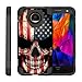 TurtleArmor | Compatible for Motorola Moto Z Force Droid Case | Z Force Droid Edition [Dynamic Shell] Hybrid Dual Layer Hard Shell Kickstand Silicone Case - US Flag Skull