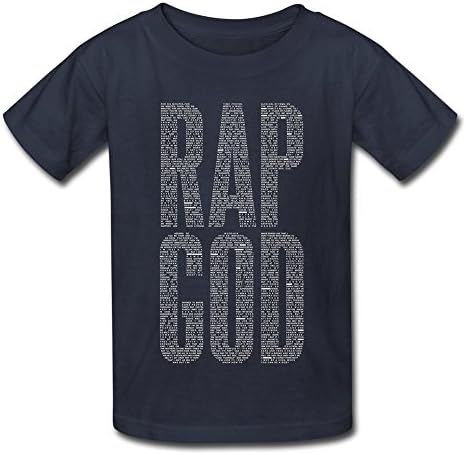 SANYOU Kid's Cool Eminem Rap God Lyrics Logo T-shirts Size S Navy