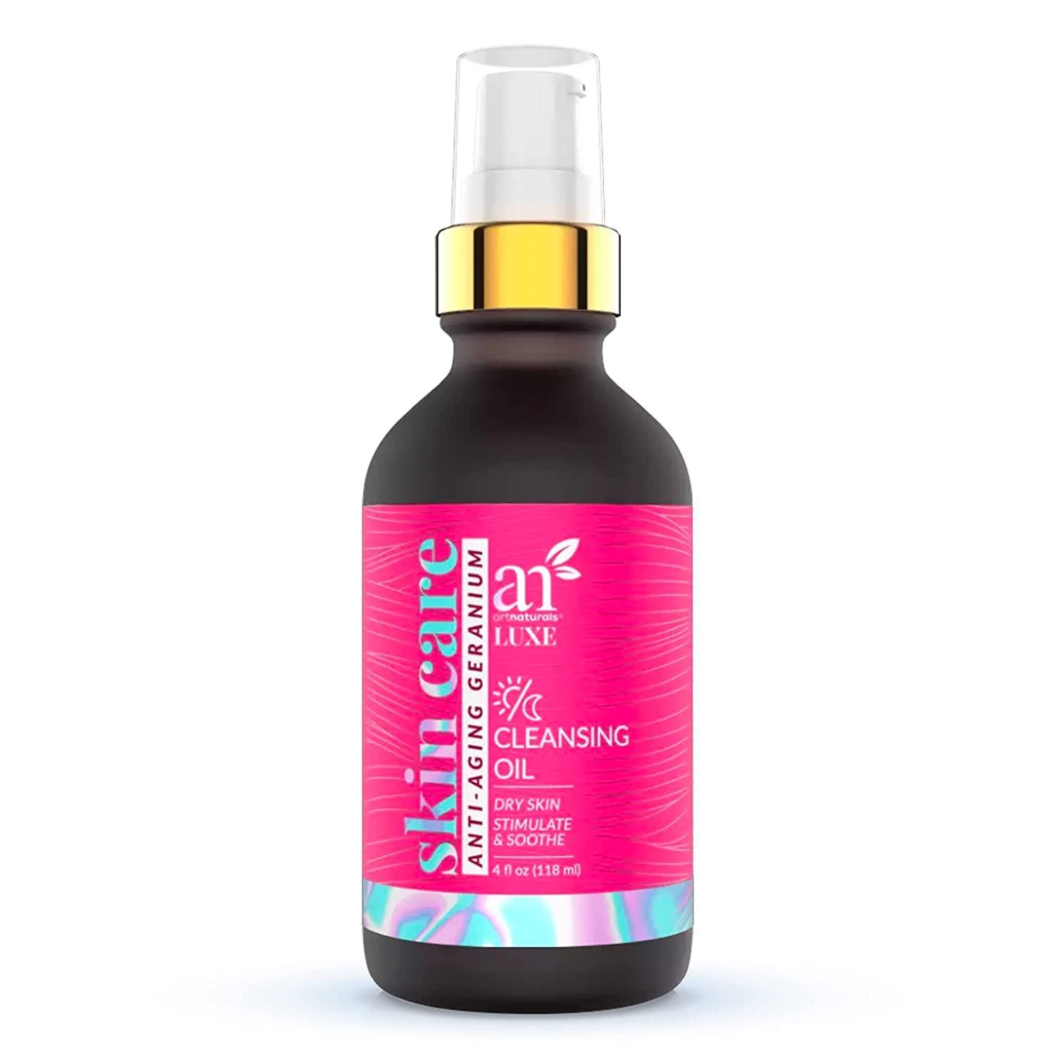 Artnaturals LUXE Cleansing Oil - (4 Fl Oz / 115 ml) - Anti Aging Pore Minimizer for Facial Acne - Geranium, Avocado, Argan - Natural Cleansing Oil - Dry Skin Types