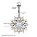 BodyJ4You Belly Button Ring Flower White Created-Opal Stone Aurora CZ 14G Navel Banana Steel Bar