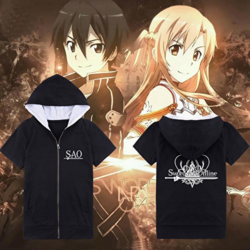 XCOSER SAO Shirt Costume for Halloween Cosplay Short Sleeve