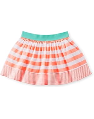 Girls Jersey Dots Striped Skort (5 Toddler, Coral)