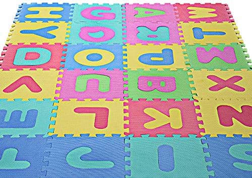 DDgrin Puzzle Game mat, Foam Floor Game pad, Letter and Number Foam Puzzle pad, Non-Toxic EVA 26 Multicolor Children's Game and Exercise mat
