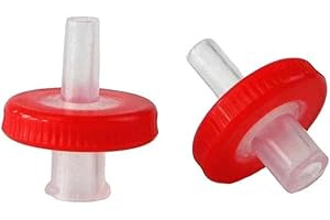 zoomto Syringe Filters Hydrophobic PTFE Membrane 100PCS, 0.45um Pore Size,25mm Disc Diameter,HPLC and GC Needle Filter, Non-Sterile, High Throughput Lab Filtration, Barreled Packed