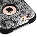 iPhone 6 Plus Case, iPhone 6S Plus Case, JoJoGoldStar Dual Layer Hybrid, Slim Fit Heavy Duty Plastic and Silicone TPU Hard Cover with Stylus and Screen Protector - Silver Lace Swirls