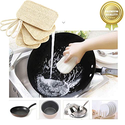 Natuurlijk serviesgoed, spoelspons, spons, vaatwasser, spons met koord, Luffaplantenvezel, keukenspons, keukenreiniging… - Afbeelding 8