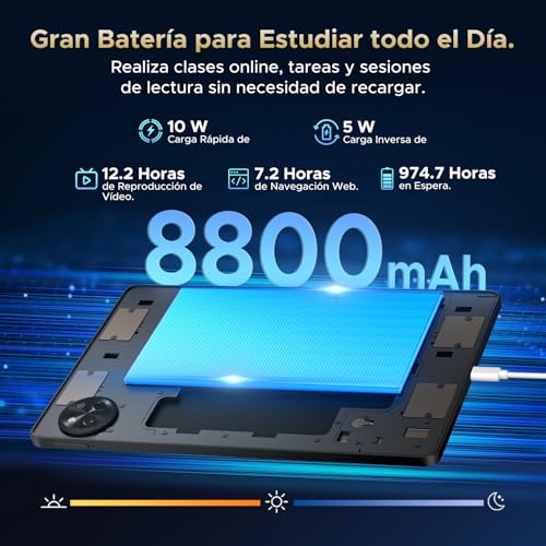 P11 Tablet Android 16, Tablet 11 Pulgadas con 48GB RAM+128GB ROM/TF 2TB, 8800mAh, Tablets Android con 90Hz Display, T7250 Octa-Core, 13MP+5MP, Gemini AI, Widevine L1, Face ID, Teclado, Lapiz, Negro