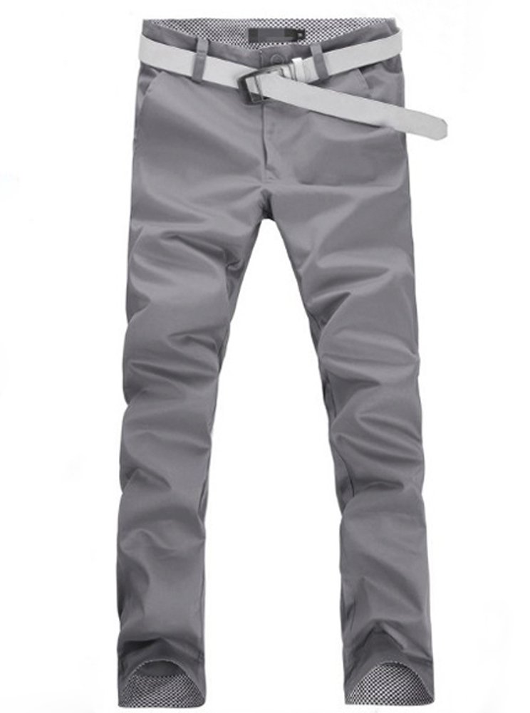 Feelmaker Men's Fashion Korean Casual Straight Slim Pants Trousers Light Gray (34)