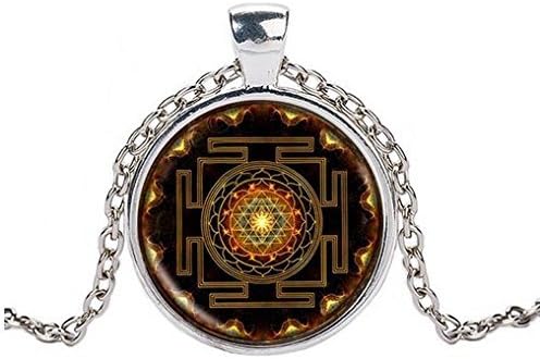 Sri Yantra Jewelery Pendant,Sacred Geometry Necklace,glass Jewelry,Mandala Necklace Women Jewelry