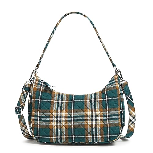 Vera Bradley Sac à bandoulière Frannie Crescent en coton, Plaid verger, Taille unique
