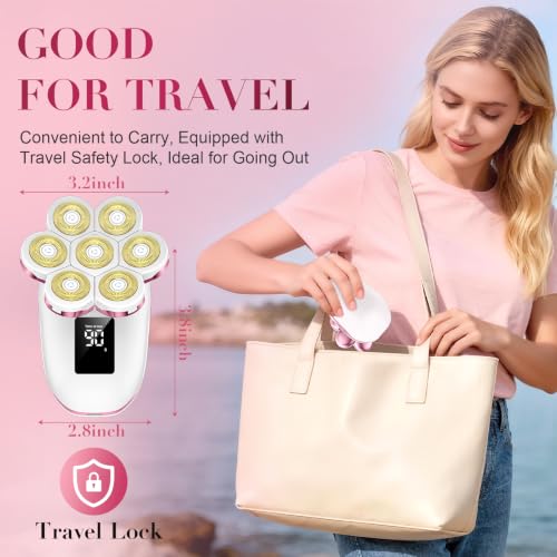3-in-1 Electric Razors for Women, 7D Hypoallergenic Blades, Painless Shaver | With Facial Brush & Trimmer, IPX7 Waterproof Wet & Dry, USB-C Fast Charge, LED Display, For Face, Legs, Arms and Bikini Area
