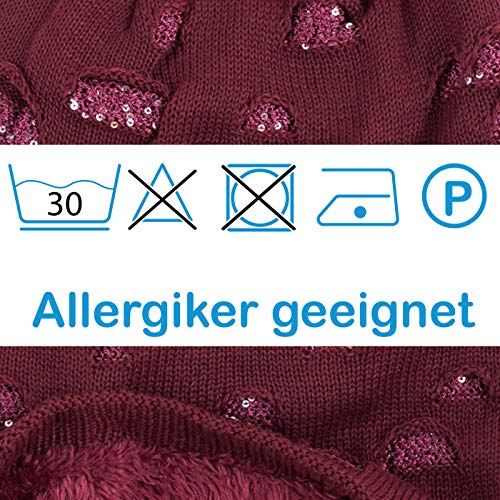 Compagno-Womens-Winter-Hat-with-Sequins-Warm-Lined-Beanie-Knitted-Hat-Cap-One-Size