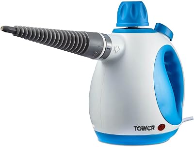 Tower THS10 Handheld Steam Cleaner 1050 W with Crevice Tool Blue 250 ml