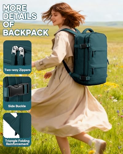 SZLX Vacuum Backpack Travel Bag with Pump, New Ryanair Cabin Size Bag 40x30x20 Backpack Wizz air, Large Travel Backpack Women Men Carry On Casual Daypack Fit 14 Inch Laptop with Shoes Compartment