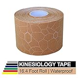 TheraBand Kinesiology Tape, Physio Tape for Pain Relief, Muscle Support, and Injury Recovery, Standard Roll with XactStretch Application Indicators, 2 Inch x 16.4 Foot Roll, Beige/Beige
