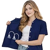 USBD Post Mastectomy Shirt with Drain Pockets Band Collar Post Op Recovery Tops