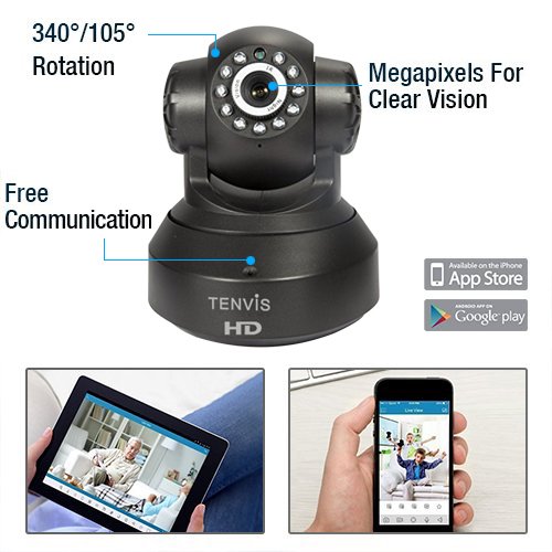 NEW VERSION TENVIS IP Camera -720P IP Camera Supporting Smart Wi-Fi, Night Vision Camera, Smart Camera for Pet Baby Monitor, Home Security Camera Motion Detection Indoor Camera with Micro SD Card Slot